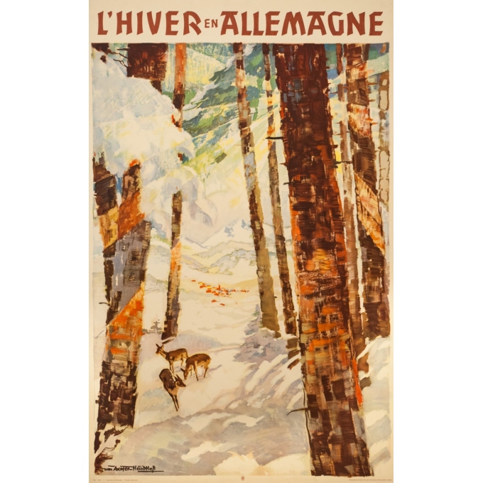 Affiche ancienne de voyage - Von Axster - Circa 1930 - L'Hiver En Allemagne - 100 par 63.5 cm