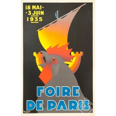 Affiche ancienne d'exposition - Bourgis - 1935 - Foire De Paris - 99 par 64 cm