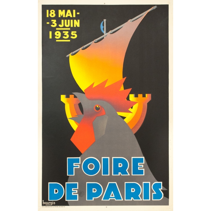 Affiche ancienne d'exposition - Bourgis - 1935 - Foire De Paris - 99 par 64 cm