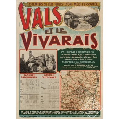 Vintage travel poster - 1914 - Vals Et Le Vivarais Ardeche - 41.7 by 30.3 inches