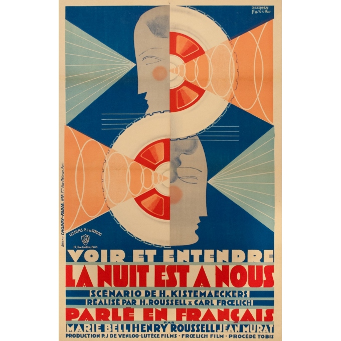Original vintage poster - Jacques Faria - 1930 - Voir Et Entendre La Nuit Est À Nous - 47.2 by 30.7 inches