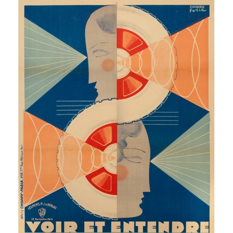 Affiche ancienne - Jacques Faria - 1930 - Voir Et Entendre La Nuit Est À Nous - 120 par 78 cm - 2