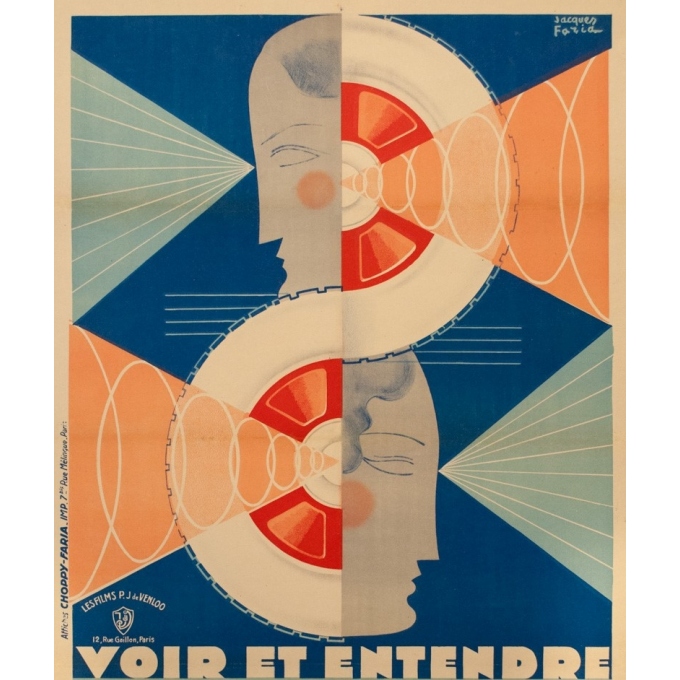 Original vintage poster - Jacques Faria - 1930 - Voir Et Entendre La Nuit Est À Nous - 47.2 by 30.7 inches - 2