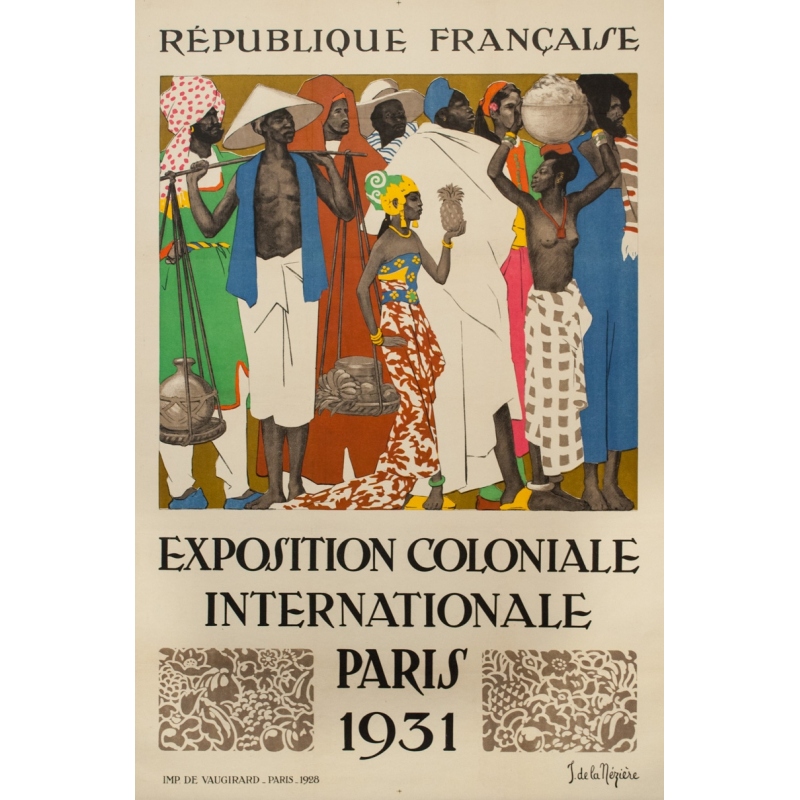 Affiche ancienne d'exposition - Joseph de la Nezière - 1928 - Expositon Internationale Colonniale Paris 1931 - 119 par 79 cm