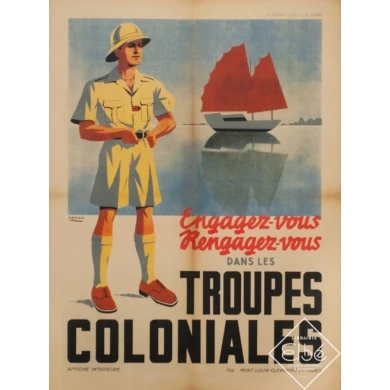 Vintage advertising poster - Sogno - 1940 - Engagez Vous Dans Les Troupes Coloniales - 30.3 by 22.8 inches