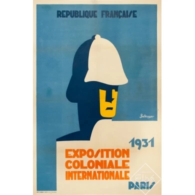 Affiche ancienne d'exposition - Bellenger - 1928 - Exposition Coloniale Internationale Paris 1931 - 120 par 79 cm