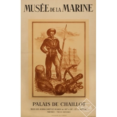 Affiche ancienne d'exposition - Vichot - Circa 1930 - Musée De La Marine Palais De Chaillot - 118 par 77 cm