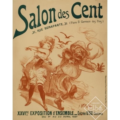 Vintage exhibition poster - A.Wilette - 1897 - Salon Des Cents Exposition - 21.8 by 17.1 inches