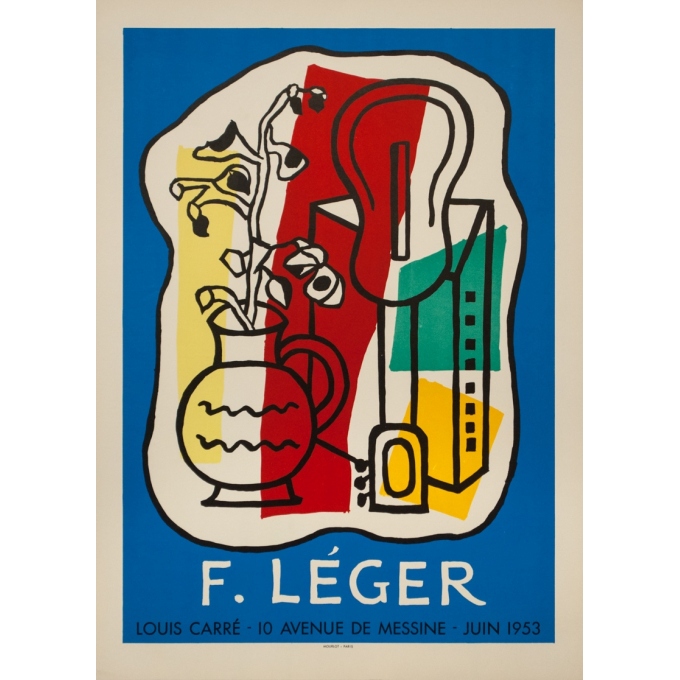 Affiche ancienne d'exposition - Fernand Leger - 1953 - Exposition Galerie Louis Carré - 65 par 47 cm