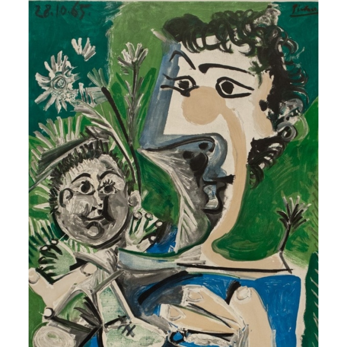 Affiche ancienne d'exposition - Picasso - 1966 - Sixième Biénnale De Peinture Menton - 71.5 par 48 cm - 2