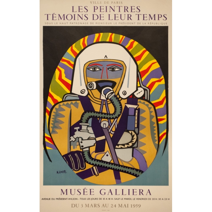 Affiche ancienne d'exposition - A.Lhote - 1959 - Exposition Les Peintres Témoins De Leur Temps Musée Galliera - 75.5 par 47.5 cm