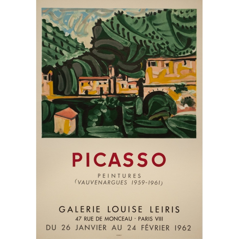 Affiche ancienne d'exposition - Picasso - 1962 - Exposition Galerie Louise Leiris - 70.5 par 49 cm