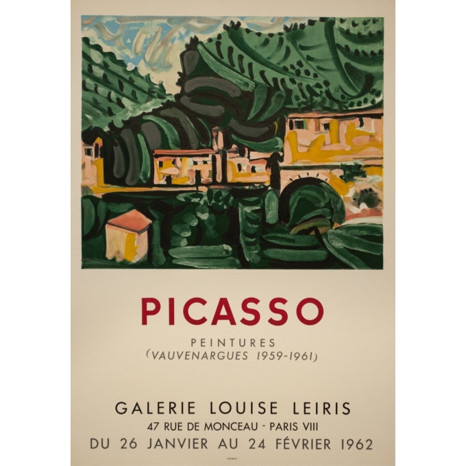 Affiche ancienne d'exposition - Picasso - 1962 - Exposition Galerie Louise Leiris - 70.5 par 49 cm