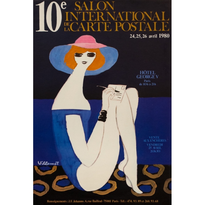 Vintage exhibition poster - Villemot - 1980 - 10Eme Salon International De La Carte Postale - 23.6 by 15.8 inches