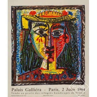 Vintage exhibition poster - Picasso - 1964 - Exposition Palais Galliera - 19.9 by 16.5 inches