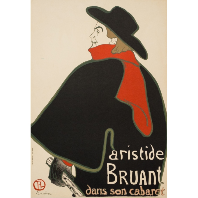 Vintage exhibition poster - Toulouse Lautrec -  - Aristide Bruant Dans Son Cabaret - 27.2 by 18.9 inches