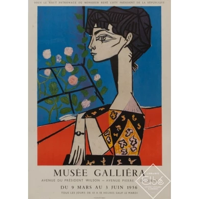 Affiche ancienne d'exposition - Picasso - 1956 - Musée Galliera - 65 par 47 cm