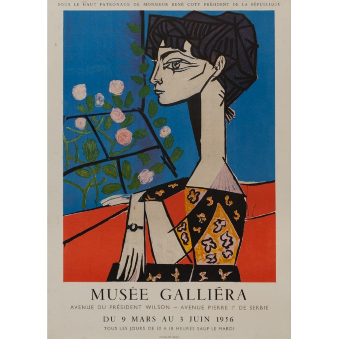 Affiche ancienne d'exposition - Picasso - 1956 - Musée Galliera - 65 par 47 cm