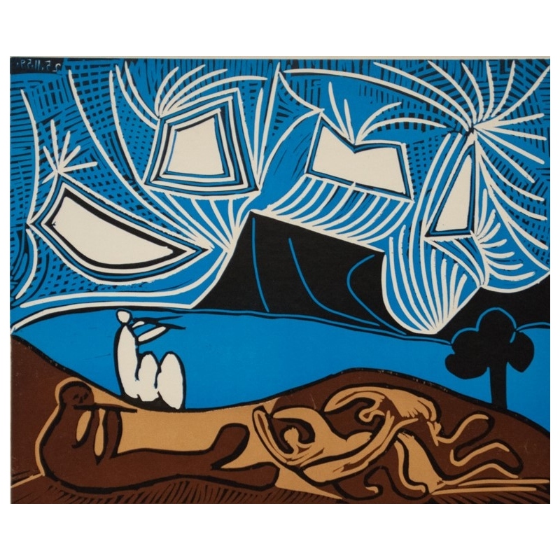 Affiche ancienne d'exposition - Picasso - 1960 - Galerie 65 Cannes - 65 par 48 cm - 2