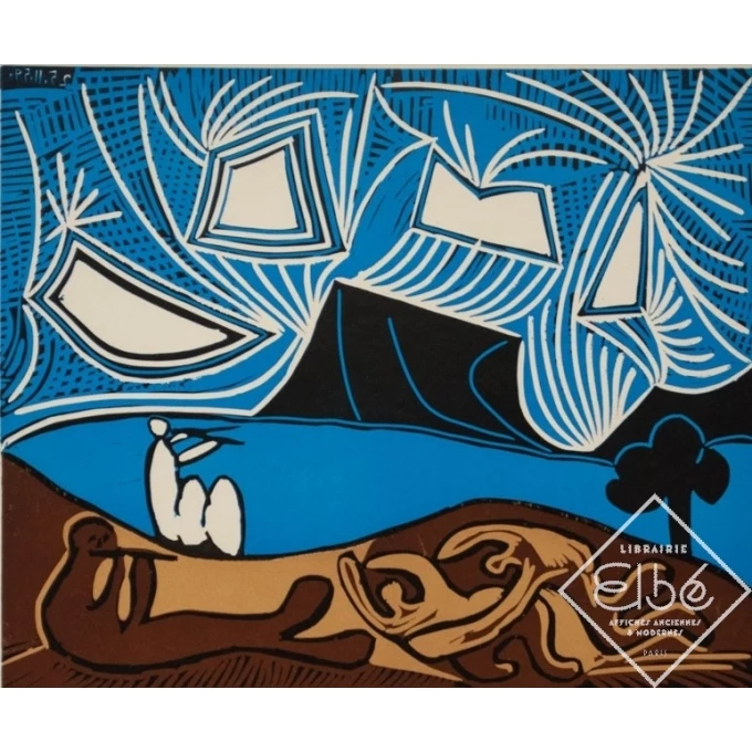 Affiche ancienne d'exposition - Picasso - 1960 - Galerie 65 Cannes - 65 par 48 cm - 2