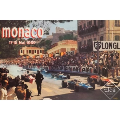 Vintage advertising poster - R.Maestri - 1969 - Monaco Automobile 1969 - 23.6 by 15.8 inches