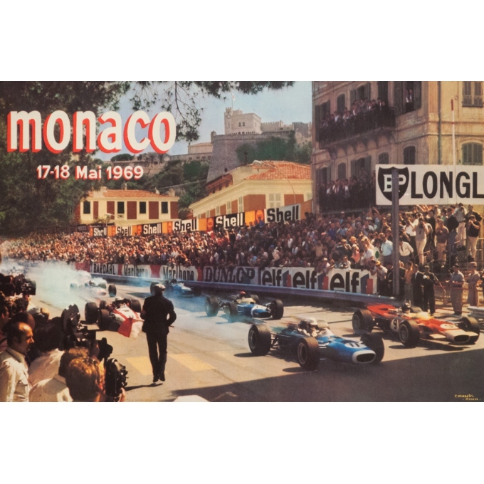 Affiche ancienne de publicité - R.Maestri - 1969 - Monaco Automobile 1969 - 60 par 40 cm