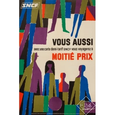 Affiche ancienne de voyage - Guy Georget - 1966 - SNCF - 60.5 par 40 cm