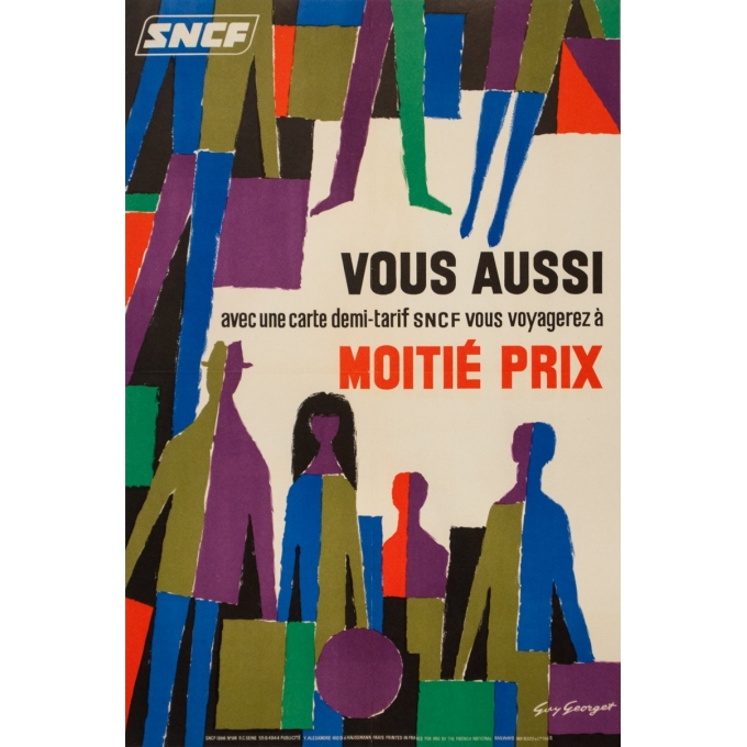 Affiche ancienne de voyage - Guy Georget - 1966 - SNCF - 60.5 par 40 cm