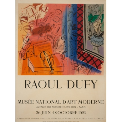 Affiche ancienne d'exposition - R. Dufy - 1953 - Musée National D'Art Moderne 1953 - 67.5 par 50.5 cm