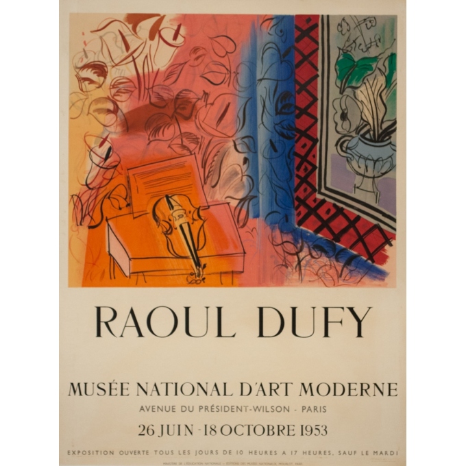 Affiche ancienne d'exposition - R. Dufy - 1953 - Musée National D'Art Moderne 1953 - 67.5 par 50.5 cm