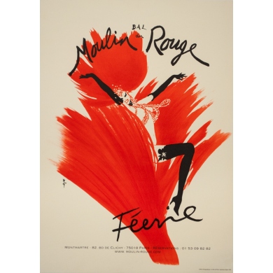 Vintage advertising poster - Gruau - Circa 1960 - Bal Du Moulin Rouge Féerie - 27.6 by 19.7 inches