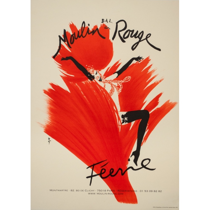 Vintage advertising poster - Gruau - Circa 1960 - Bal Du Moulin Rouge Féerie - 27.6 by 19.7 inches