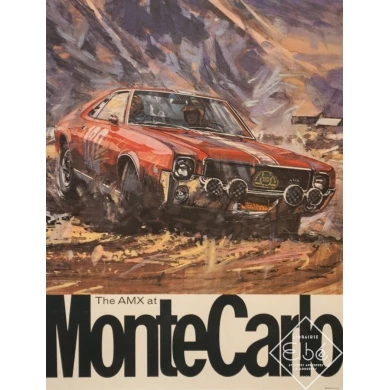 Affiche ancienne de publicité - Circa 1960 - Amx Monte Carlo - 59 par 50.5 cm