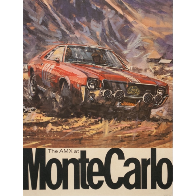 Vintage advertising poster - Circa 1960 - Amx Monte Carlo - 23.2 by 19.9 inches