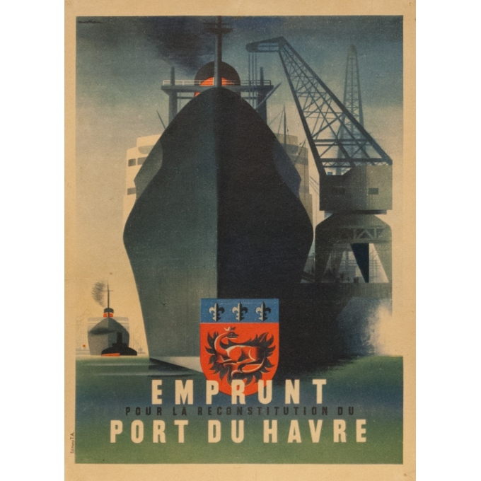 Affiche ancienne de publicité - Nathan - Emprunt Port Du Havre - 40 par 29.5 cm