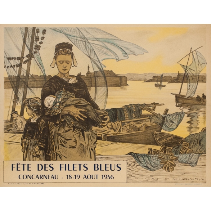 Vintage exhibition poster - A.Granchi Taylor - 1956 - Fête Des Filets Bleus Concarneau - 25.2 by 20.1 inches
