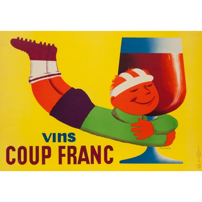 Vintage advertising poster - Saint Geniès - Circa 1950 - Vins Coup Franc - 22.4 by 15.6 inches