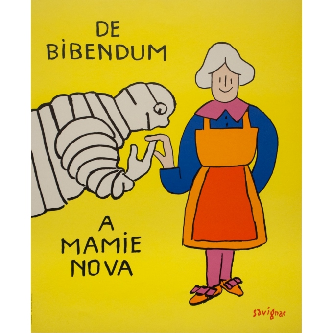 Affiche ancienne de publicité - Savignac - 1999 - De Bibendum A Mamie Nova - 60.5 par 49.5 cm