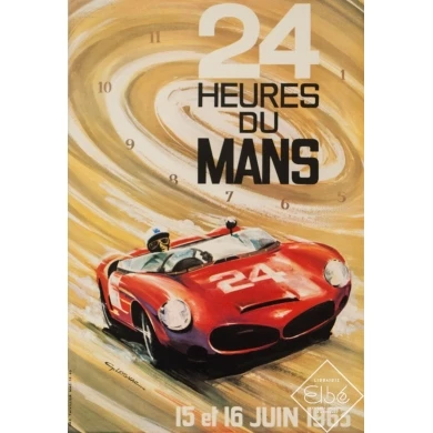 Affiche ancienne de publicité - G.Leygnac - 1963 - 24 Heures Du Mans - 58 par 39 cm
