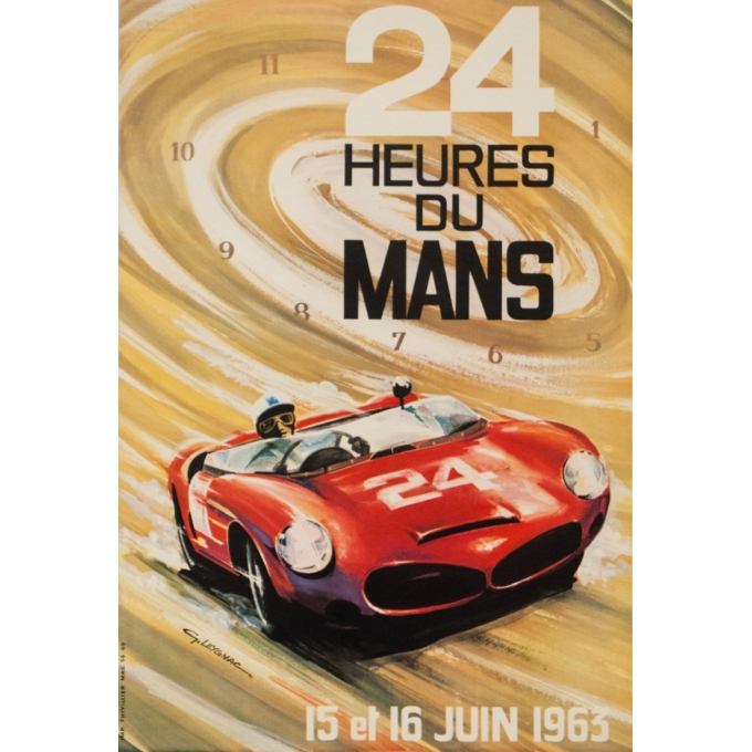 Vintage advertising poster - G.Leygnac - 1963 - 24 Heures Du Mans - 22.8 by 15.4 inches