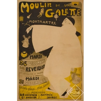 Vintage advertising poster - Moulin De La Galette Montmartre - 22.8 by 15 inches