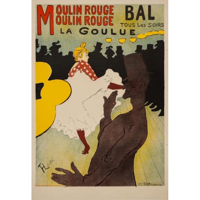 Affiche ancienne de publicité - Toulouse Lautrec - 1958 - Moulin Rouge La Goulue - 64.5 par 44.5 cm