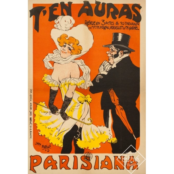 Vintage poster - Jack Abeillé - 1903 - Parisiana T'En Auras - 23.2 by 15.9 inches