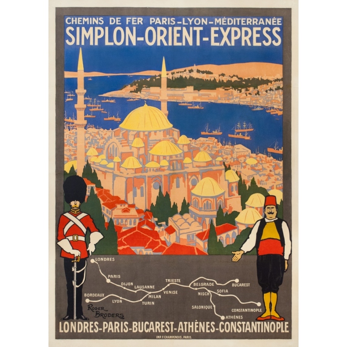Affiche ancienne de voyage - Simplon Orient Express - Roger Broders - 1921 Affiche ancienne de voyage - Simplon Orient Express - Roger Broders - 1921