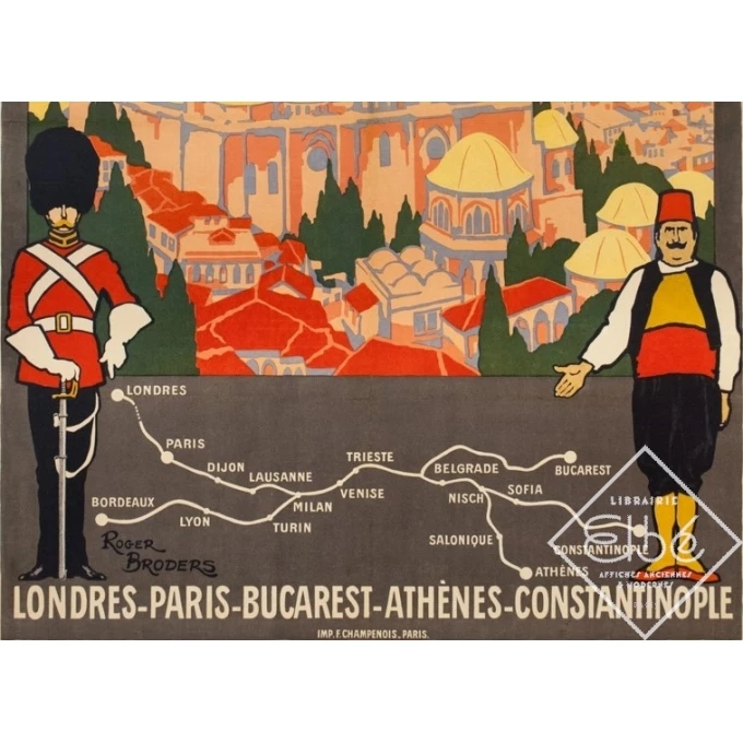 Affiche ancienne de voyage - Simplon Orient Express - Roger Broders - 1921 - 3 Affiche ancienne de voyage - Simplon Orient Express - Roger Broders - 1921 - 3