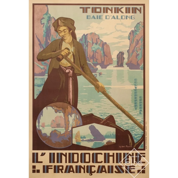Affiche ancienne d'exposition - Jos-Henri Ponchin - 1931 - Tonkin Indochine Française Exposition 1931 - 111 par 76 cm