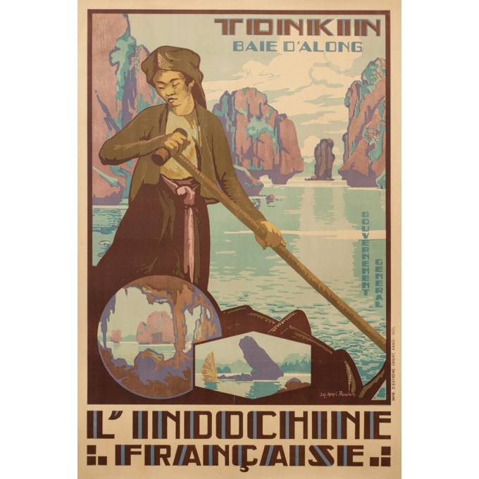 Vintage exhibition poster - Jos-Henri Ponchin - 1931 - Tonkin Indochine Française Exposition 1931 - 43.7 by 29.9 inches