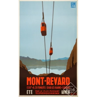 Vintage travel poster - Henry Rev - 1935 - Mont Revard Plm - 39.4 by 24.2 inches