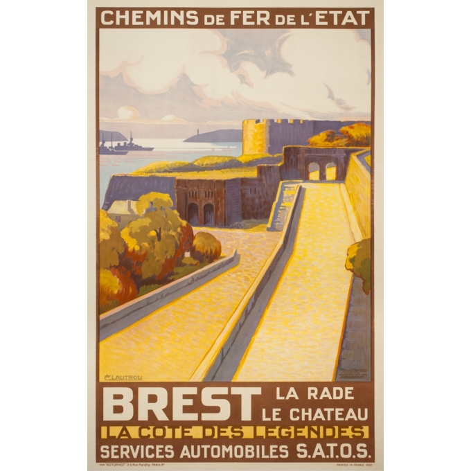 Affiche ancienne de voyage - Lautrou - 1930 - Brest Chemin De Fer De L'État 1930 - 100 par 62.5 cm