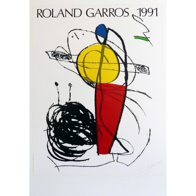 Original poster of Roland Garros 1991 by Joan Miró. Elbé Paris.